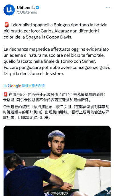 开云sport-ATP总决赛逆转戴维斯杯，阿尔卡拉斯关键制胜